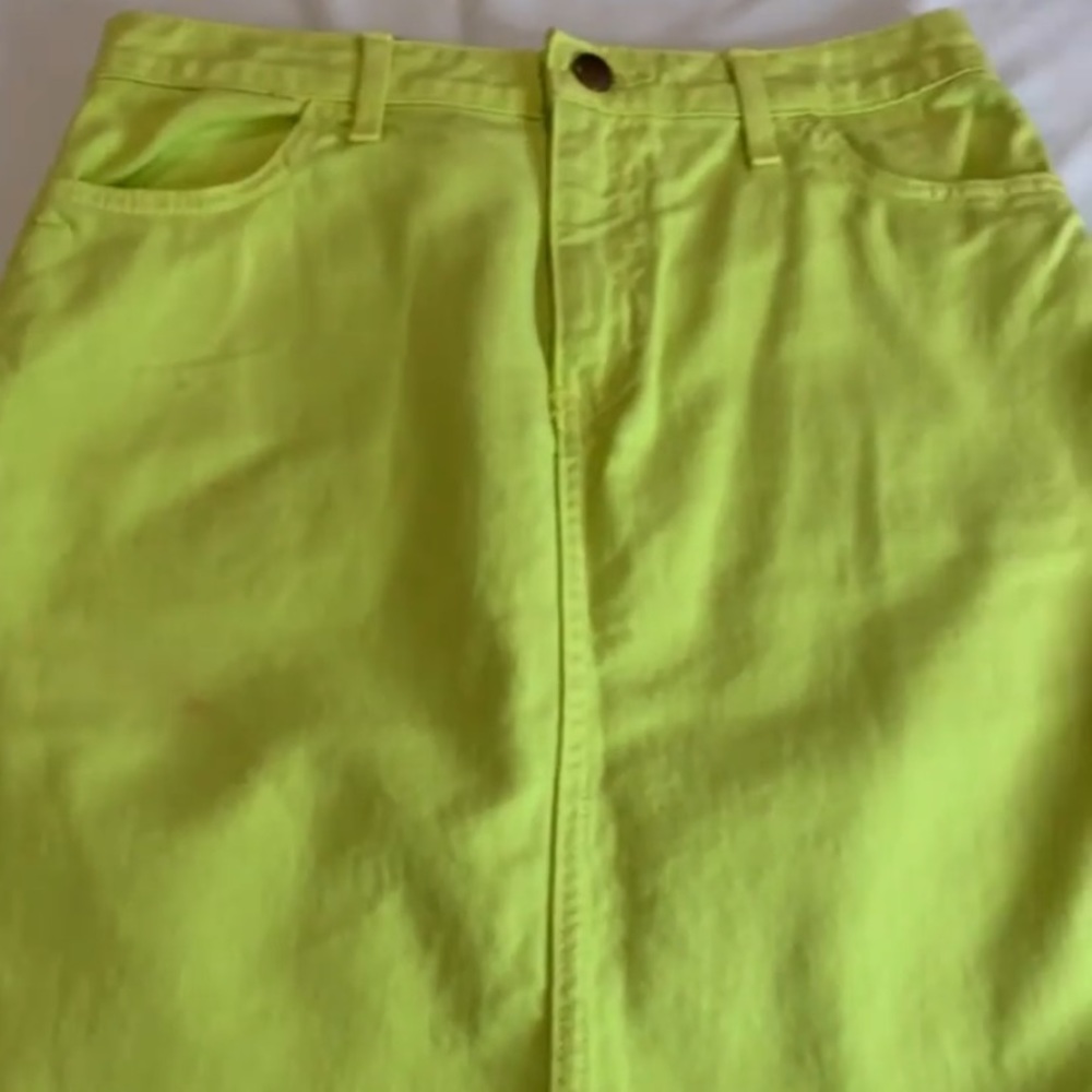 Neon Yellow American Apparel jean skirt